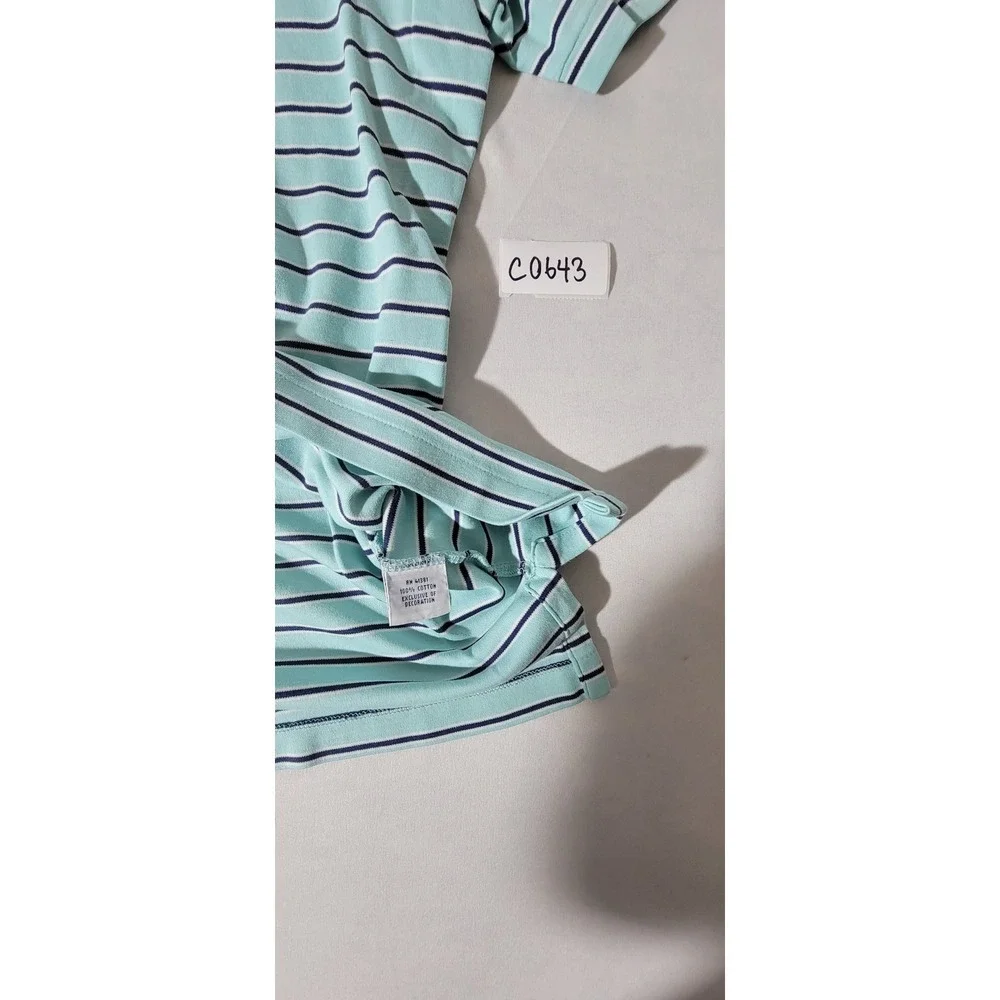 Polo Ralph Lauren Mens XL Mint Green‎ Navy Blue Striped Short Sleeve Polo Shirt